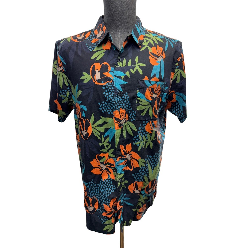 Roark Journey Tahiti Nui Mens Large Classic Fit Cotton Tencel Button Up Shirt